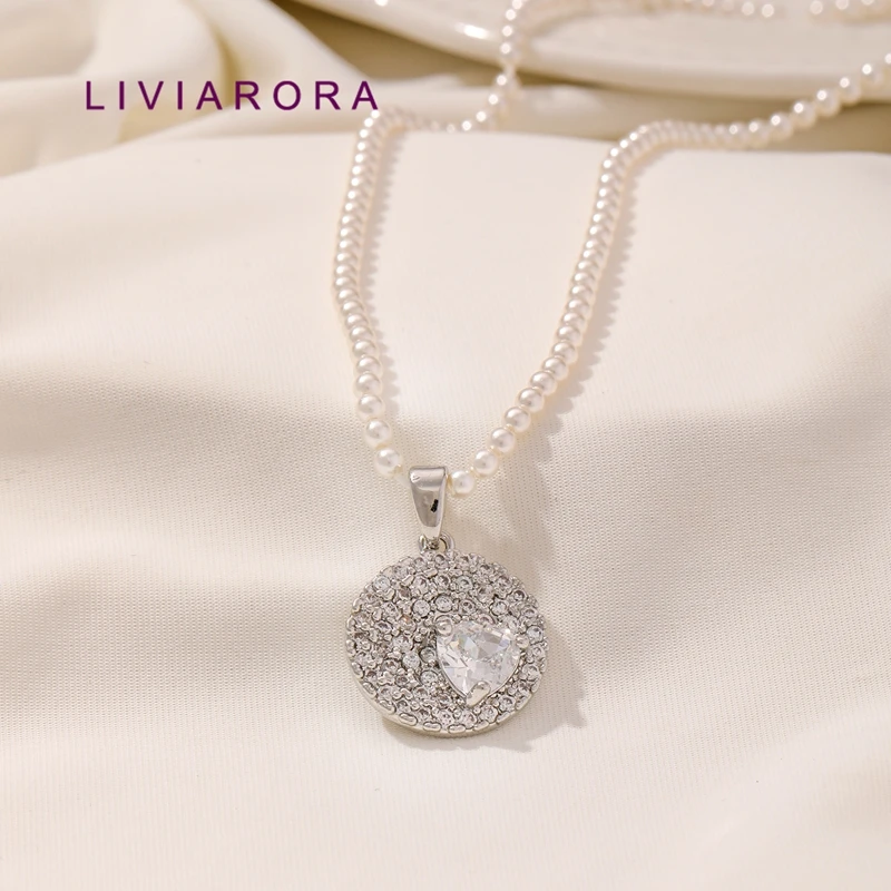 1/2/3Pcs Rhodium Plated Round Pendant For Jewelry Making,CZ Round Disc Love Medallion Charms For DIY Necklace Making Materials