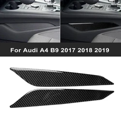 2 Pcs Carbon Fiber Look Front Gear Shift Side For Audi A4 B9 2017 2018 2019 Panel Cover Trim Car Accessories