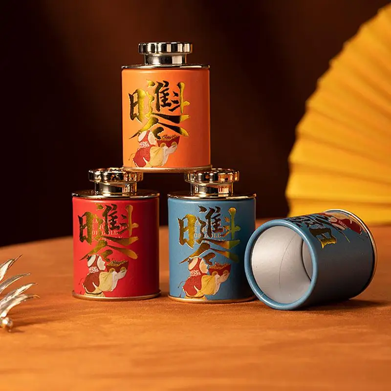 Retro Chinese Tea Tin Canister 1pc Sealed Container Decor Vintage Portable Storage Jar for Loose Leaf Tea or Spices