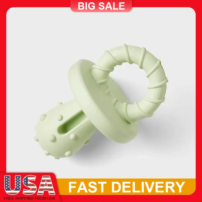 

Small Dog Chew Toy Pacifier Shaped Rubber Bone for Puppies Under 15lbs Mild Chew Fetch Play Easy Clean Pet Teething Toy