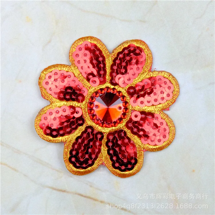5 Pcs Sequins Embroidery Appliques Small Flowers Clothing Accessories Adhesive Backing Rhinestone Dress Glass Rhinestones