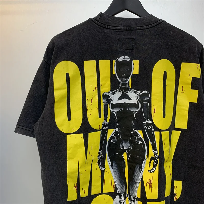 라지 워시 프린트 라운드넥 티셔츠