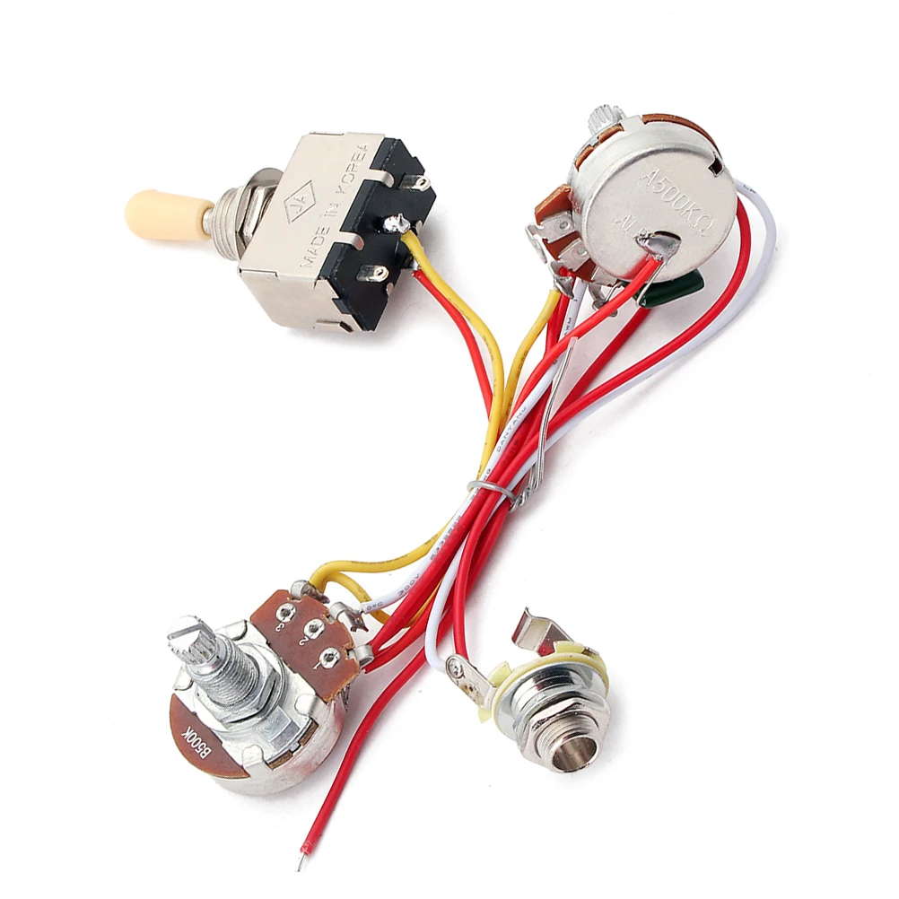 

Yellow Cap Potentiometer 500K Guitar Wiring Harness 1V1T Toggle Switch Electric Guitars Durable Metal Low Noise