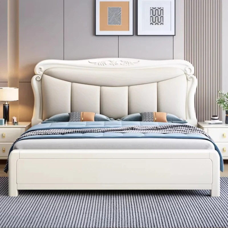 Bedroom Double Bed Sleeping Headboards Single Luxury Children European Simple Bed Design Safe Letto Matrimoniale Home Furniture