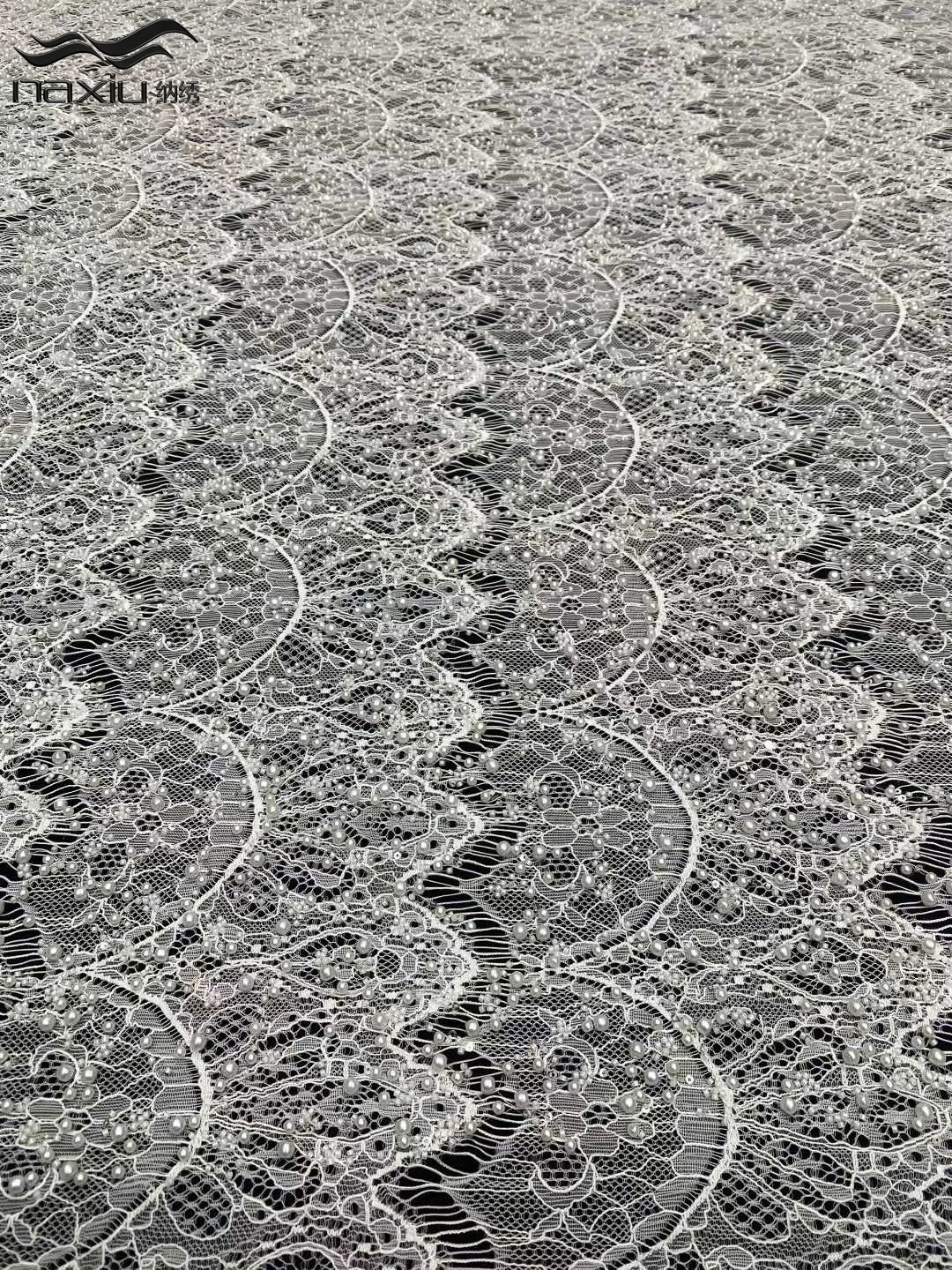 

Madison Luxury African Soft Fabric Lace 5 Yards Embroidery High Quality Heavy Sequins French Beaded Lace Fabric For Dress Sewing