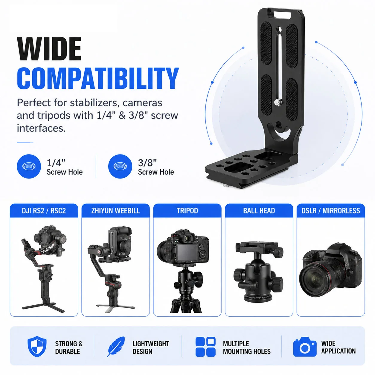 SOARSHOT L Shape Vertical Quick Release Plate Camera Bracket for DJI RS2 RSC2 Stabilizer Zhiyun Weebill Mirrorless DSLR Camera