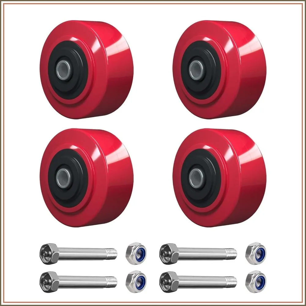 4x2 Heavy Duty Caster Wheels Set of 4, 2400 lbs Capacity, Polyurethane on Polyolefin Core, 1/2