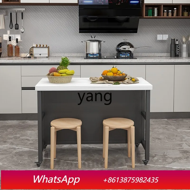 MM Marble Island Modern Simple Kitchen Cooking Table Wrought Iron Removable Locker