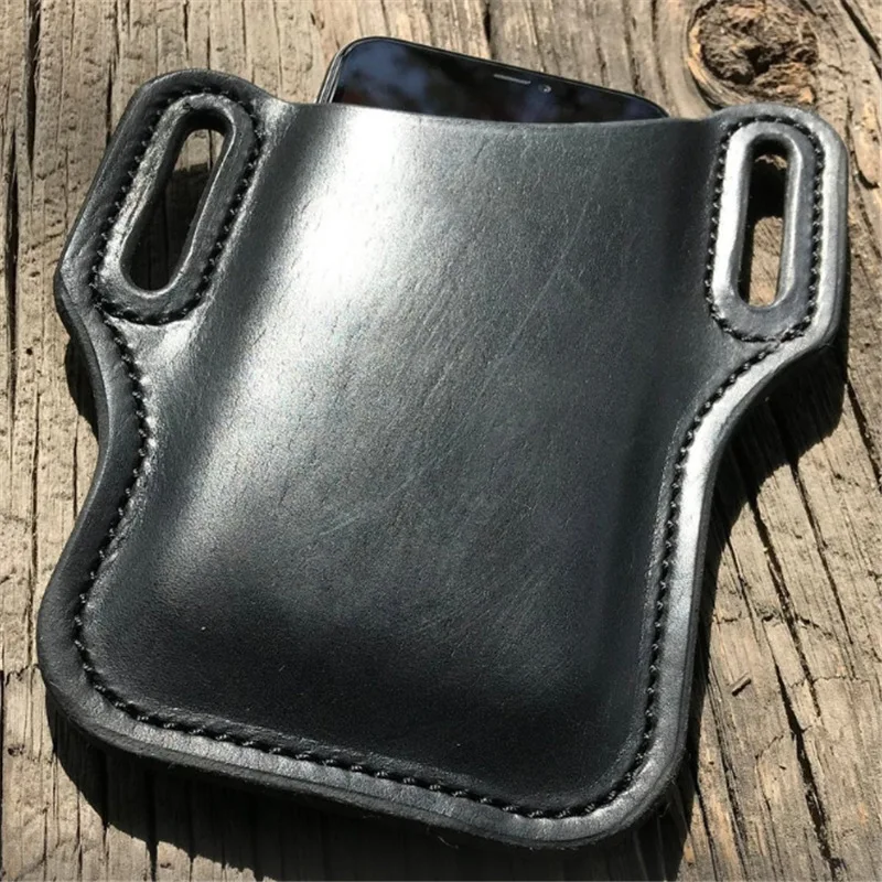 Men Phone Case Holster Cellphone Loop Holster Belt Waist Bag Props Leather Purse Phone Wallet Running Pouch Travel Camping Bags