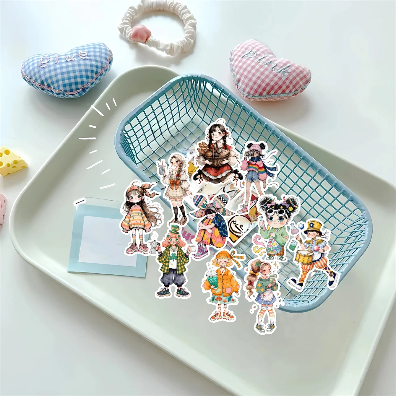 18pcs Watercolor Vintage Cute Rural Girl Stickers Decal Phone Car Waterproof Laptop Album Diary Backpack Stationery DIY
