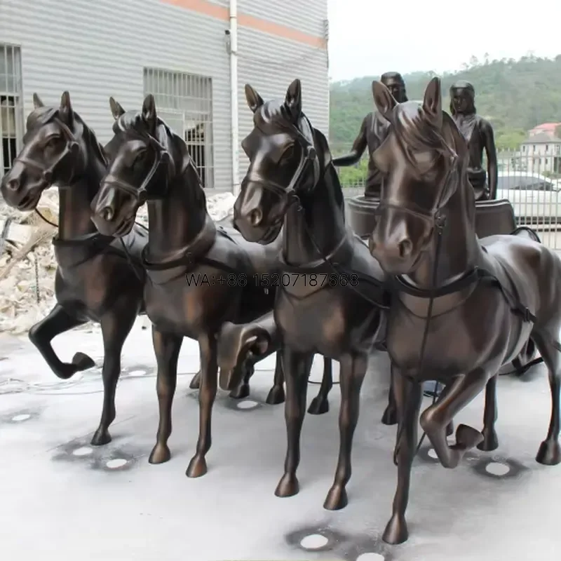Wmwmnu Custom High Quality Resin Horse Statue Fiberglass Retro European Carriage Sculpture for Sale