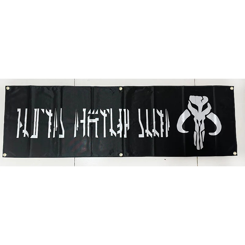 130GSM 150D Material Red Mandalorian Boba Fett Banner 1.5ft*5ft (45*150cm) Size for Home Flag Indoor Outdoor Decor