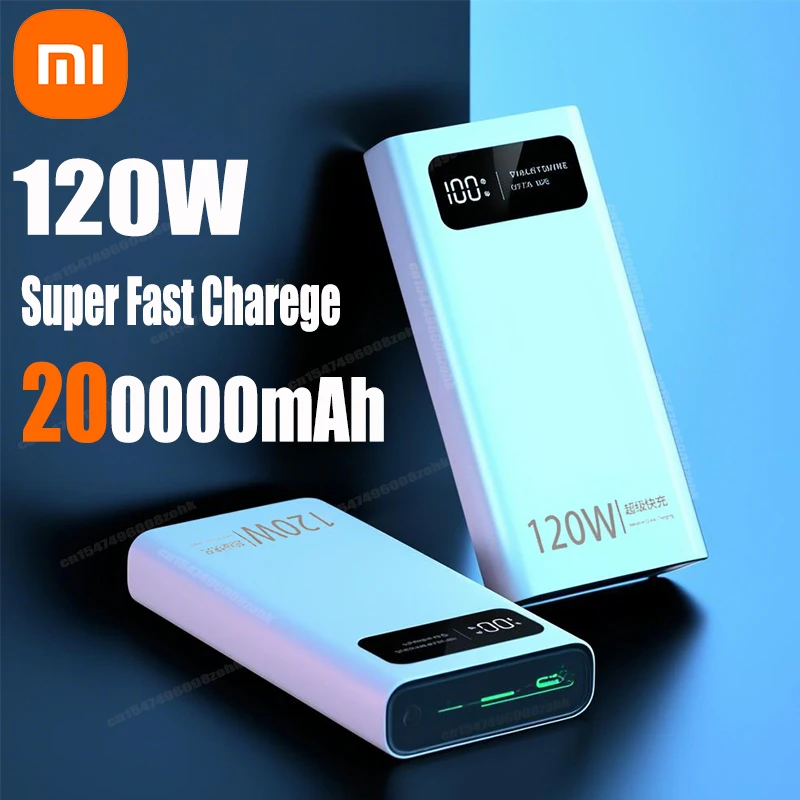 Xiaomi 200000mAh 120W Power Bank Super Fast Charging Battery High Capacity Digital Display Power Bank For iPhone Samsung Huawei