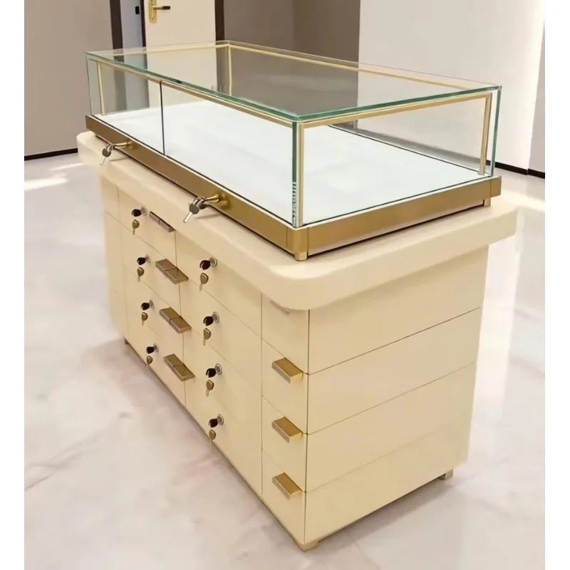 custom.Customized Metal Jewellery Display Cabinet Showcase Luxury Design Boutique Glass Jewelry Cases Showcase Jewelry Shop