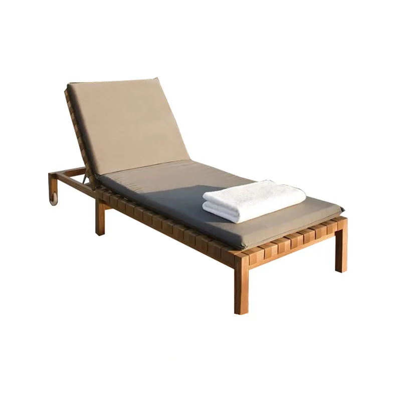 

Outdoor Teak Bed Courtyard Villa Pool Chairs Outdoor Garden Beach Solid Wood Bed