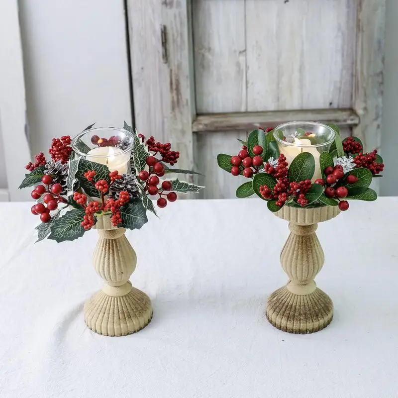 Christmas Candle Rings Christmas Artificial Red Berries Candle Rings Table Centerpieces Artificial Red Berry Candle Rings Table