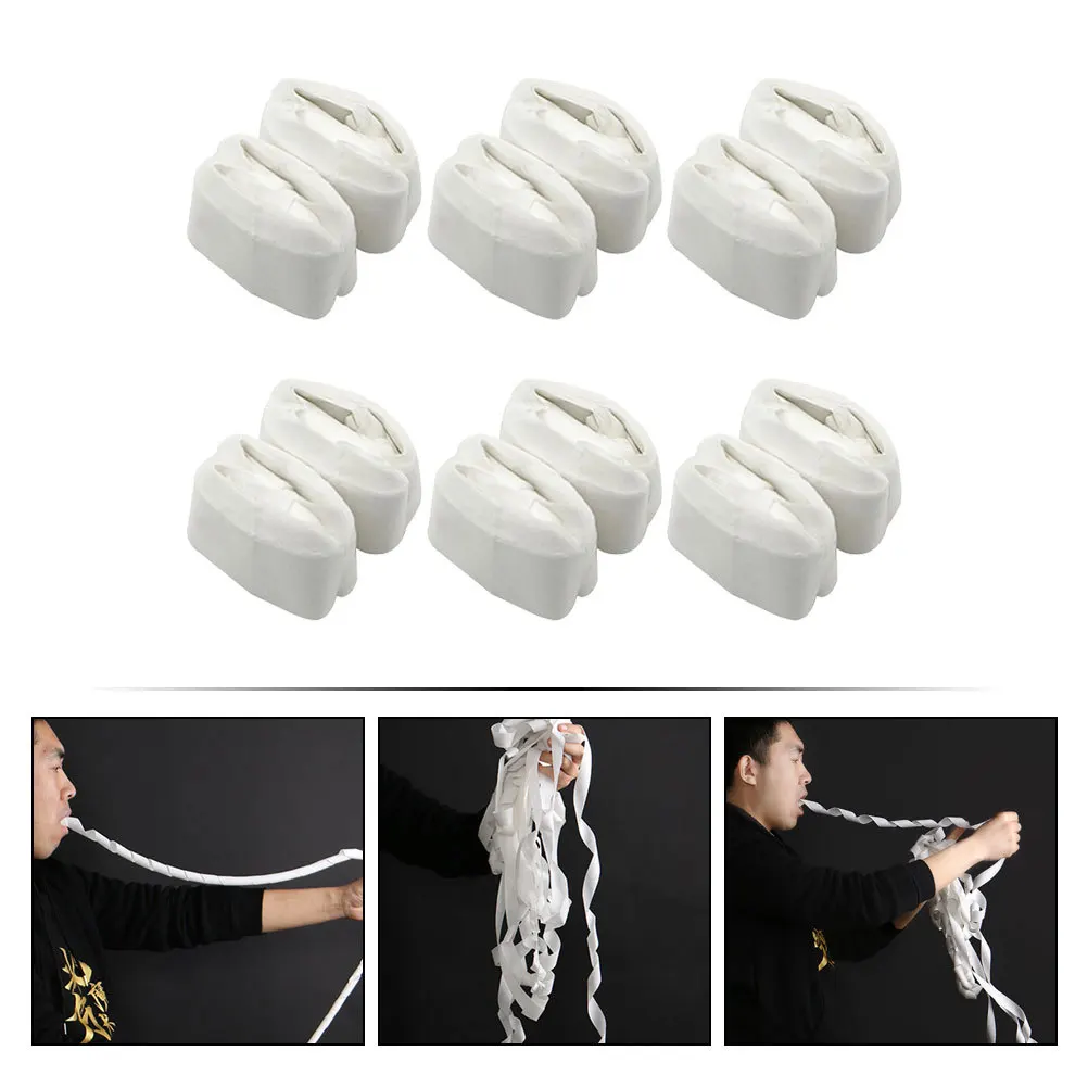

12pcs Coil Stage Vomit Paper Gimmick Trick Props Portable Ribbon Roll White