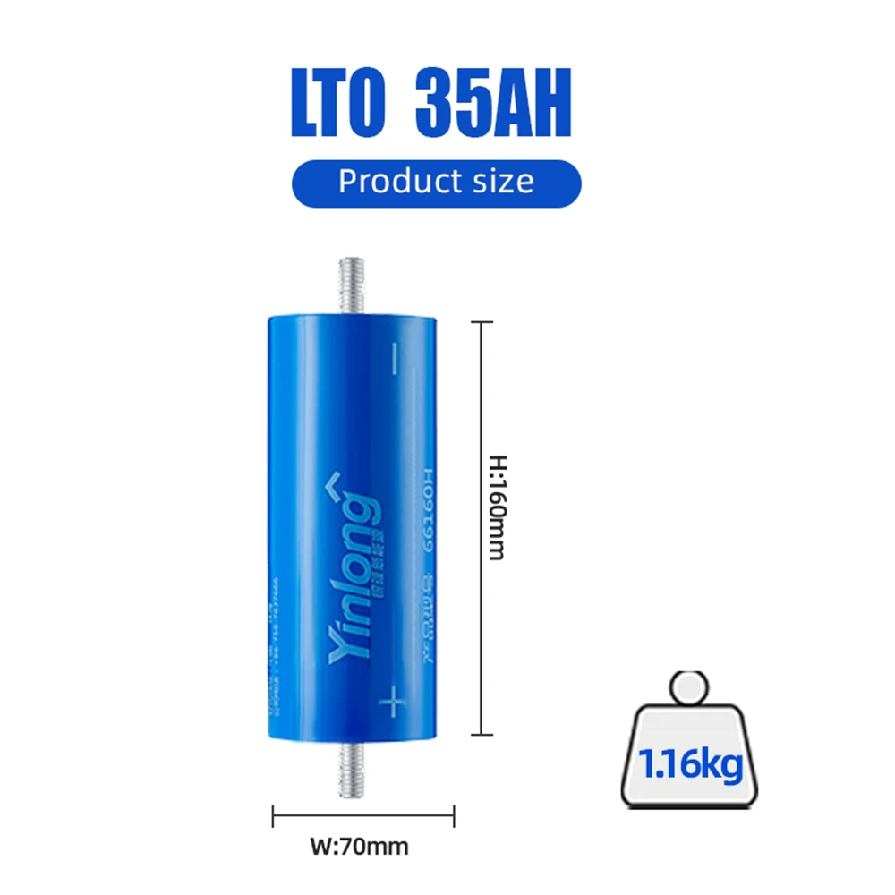 A+ 2.3V 35Ah LTO battery 100% original Yinlong 66160 10C Discharge DIY 12V24V36V low temperature resistance 25000 cycle life