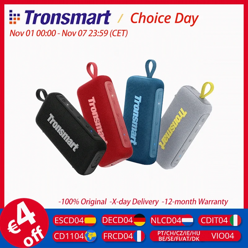 Tronsmart Trip 2 Speaker Portable Wireless Speaker with Enhanced Bass, Bluetooth 5.3, IPX7 Waterproof, 20H Playtime, for Camping, Hiking, Outdoor, Gift for Halloween