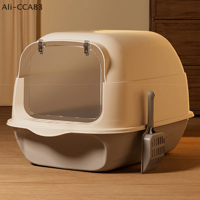 كبير PP صندوق نفايات القط مغلق بالكامل التحكم في الرائحة مرحاض القطط سهلة التنظيف مقلاة نفايات مكافحة تتبع مستلزمات الحيوانات الأليفة #6