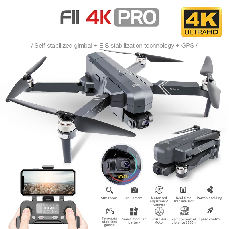 SJRC F11 PRO 4K GPS Drone With Wifi FPV 4K HD Camera Two-Axis Anti-Shake Gimbal F11 Brushless Quadcopter Vs SG906 Pro 2 Max Dron