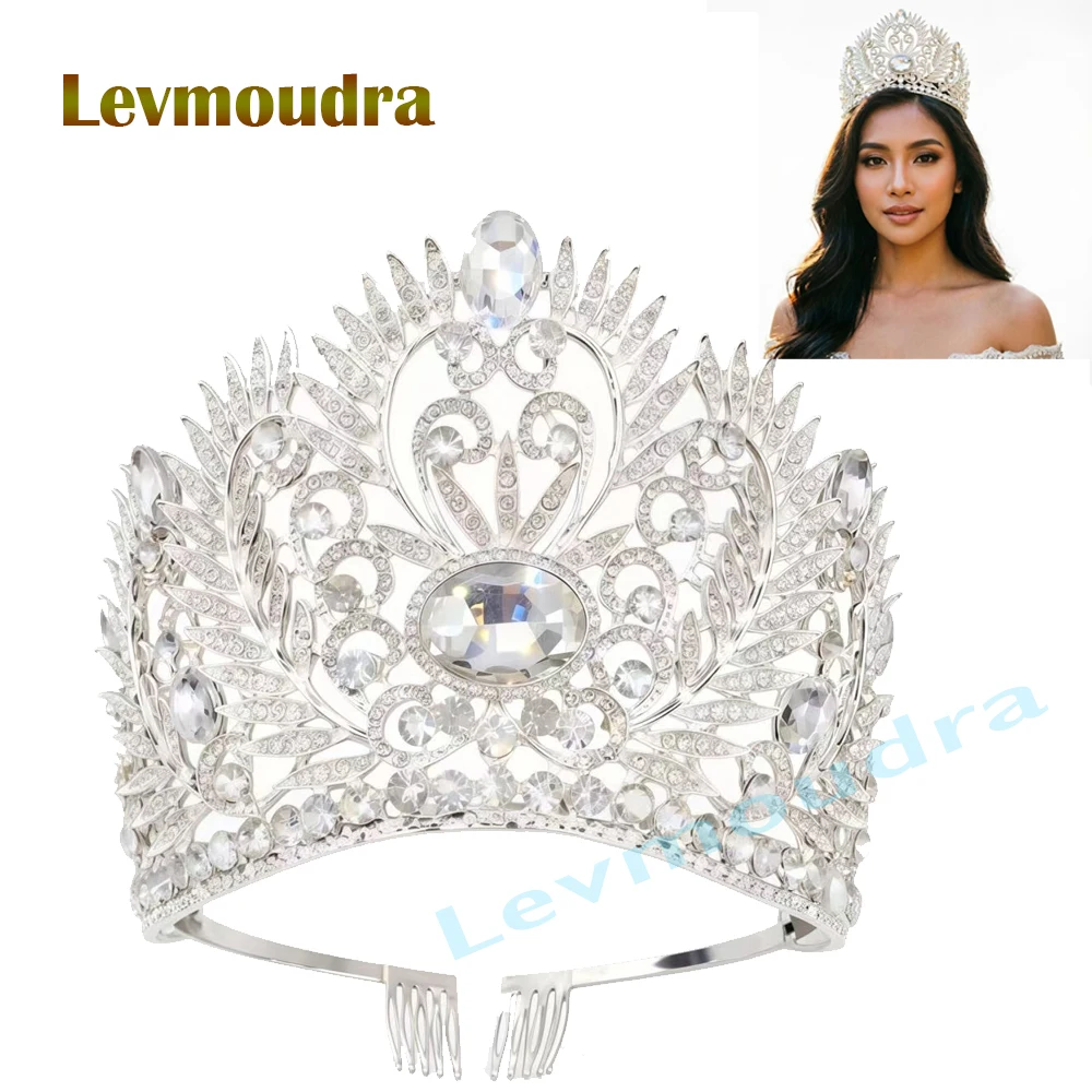 Levmoudra Women Wedding Bridal Tiara Queen Pageant Crown Hair Accessories Crystal Bride Tiaras and Crowns Marriage
