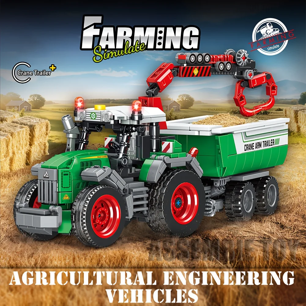 

799pcs Modern Agricultural Engineering Vehicle Model Building Block Set Aesthetic Office Desktop Ornament Premium Holiday Decor