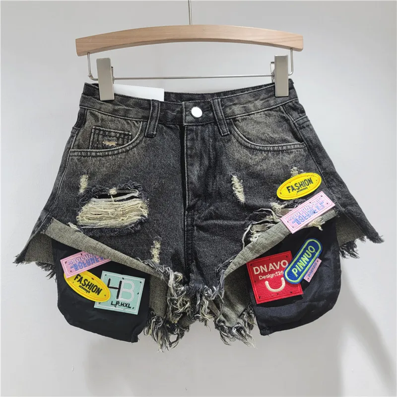 Spice Girls High Street Rough Rim Denim Hot Pants Summer New Skinny Versatile Ripped Shorts Women's Tide  Booty Shorts