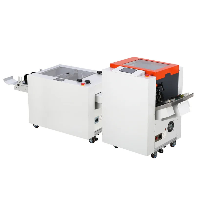 Automatic 480AT and 286 booklet makers for binding, folding and cutting a 3-size booklet maker with trimmer