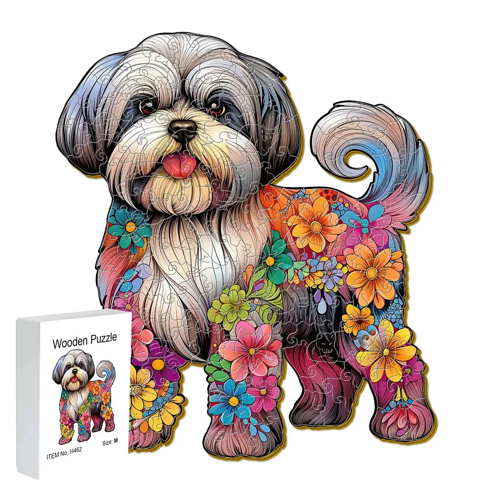 

Wooden jigsaw Puppy Gift Box Exquisite Gift Irregular animal shape jigsaw Christmas personalized senior unique gift family