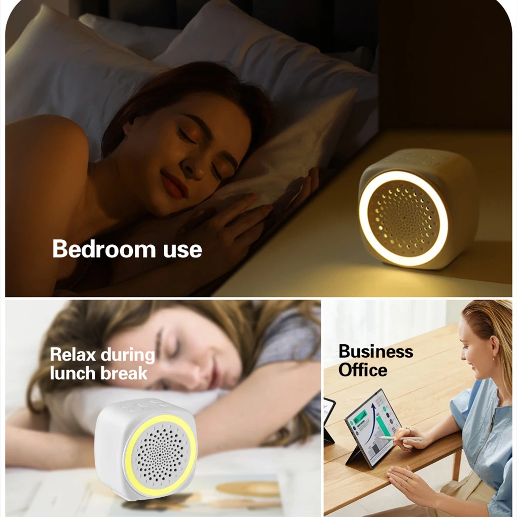 Máquina de ruído branco para bebê recarregável USB com temporizador e luz noturna – chupeta portátil para dormir, desligamento automático para bebês e crianças pequenas