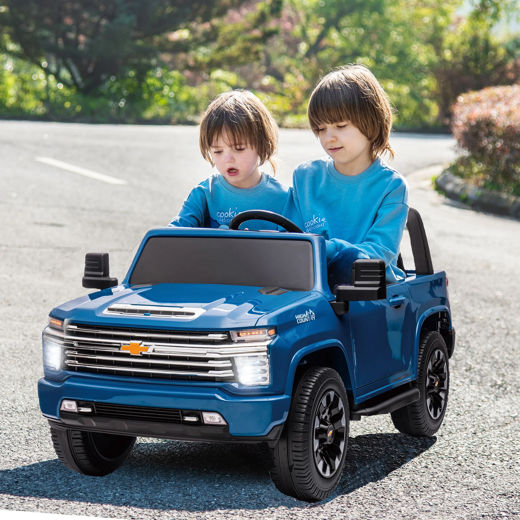 2 Seater Ride On Truck Car, Electric Car for Kids, 4WDmotors, with2.4G Remote Control, Metal Suspension, Soft Start Toys Gifts