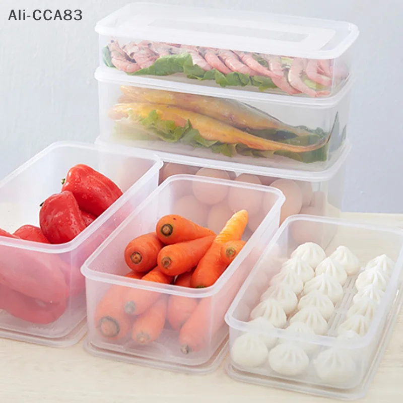 

1PC Covered Rectangular Refrigerator Fresh-keeping Storage Box Plastic Transparent Large Capacity Sealed Storage Box
