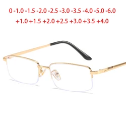 0 -0.5 -1.0 To -6 Metal Full Frame Square Student Myopia Glasses With Degree Square Reader Eyeglasses +1.0 +2.0 To +4.0