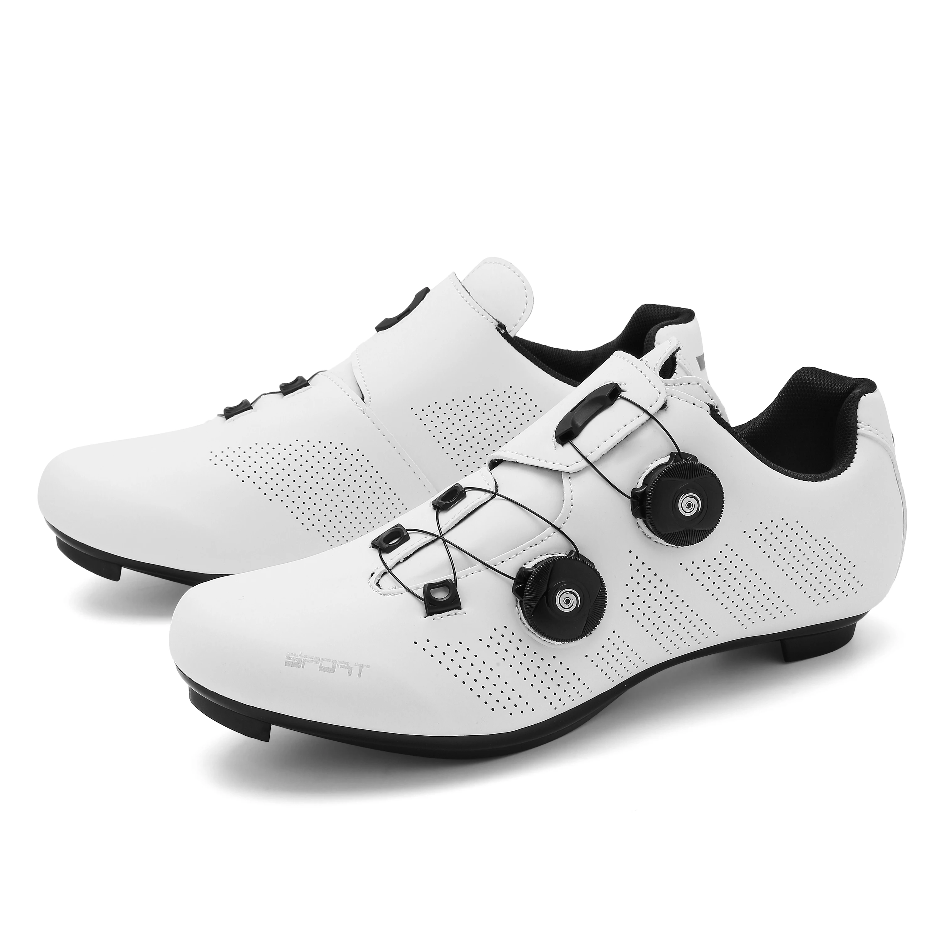 أحذية ركوب الدراجات الجبلية للرجال 209 بيضاء احترافية لدراجة الطريق SPD ذاتية القفل أحذية سباق الدراجات على الطرق للنساء أحذية رياضية مسطحة للدراجة