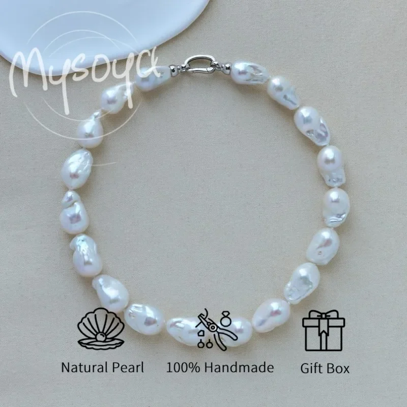 

MYSOYA большое ожерелье из пресноводного жемчуга в стиле барокко 11-14 мм с подарочной коробкой, для нее/ему, подарок на день рождения/свадьбу/Рождество/Новый год