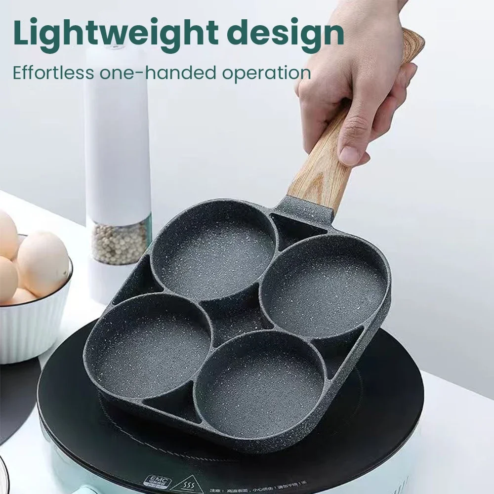 New McRib Four Hole Omelette Pan Flat Bottom Non-Stick Egg Pan Mini Frying Pan Breakfast Pan Kitchen Utensils Frying Pan