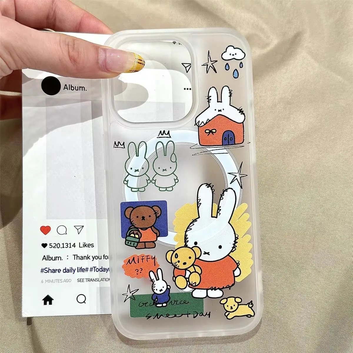 Kawaii Miffy Phone Case Cute Cartoon Miffy House Yoyo Magnetic Suction Stents 16 Promax / 15 Plus / 14/13/12/11 Series