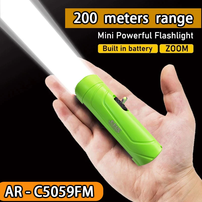 

Powerful 1W Mini Portable Flashlight With Hand Led Lamp Built in Battery Charging with Recharger Covenient For Hiking Riding