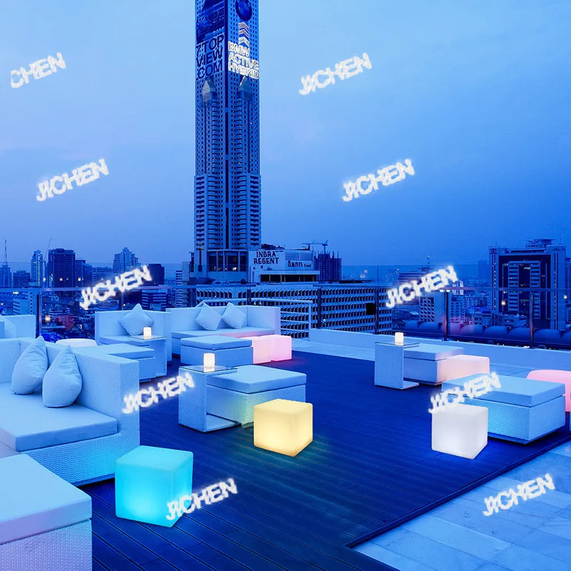 เก้าอี้สตูลทรงลูกบาศก์เรืองแสง LED สำหรับกิจกรรมกลางแจ้ง เก้าอี้สี่เหลี่ยมสำหรับบาร์ เก้าอี้นั่งบาร์ เก้าอี้สำหรับงานแสดงสินค้า เก้าอี้พักผ่อน เก้าอี้เรืองแสงแบบประกอบได้