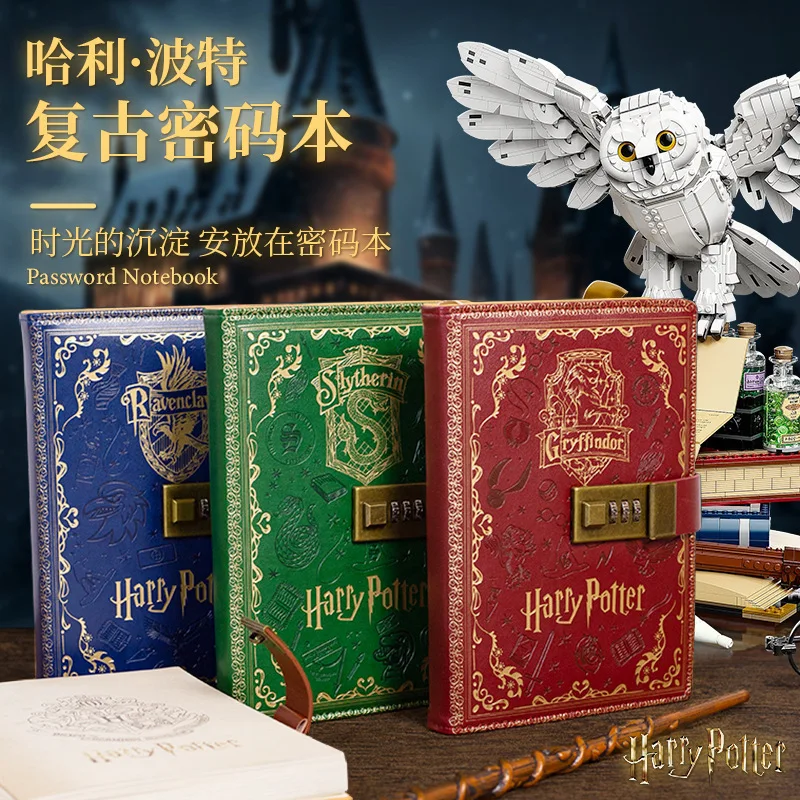 Harry Potter Haus Vintage Passwort-Notizbuch, A5 geprägtes PU-Leder-Tagebuch mit Zahlenschloss, magisches Kinder-Feiertagsgeschenk