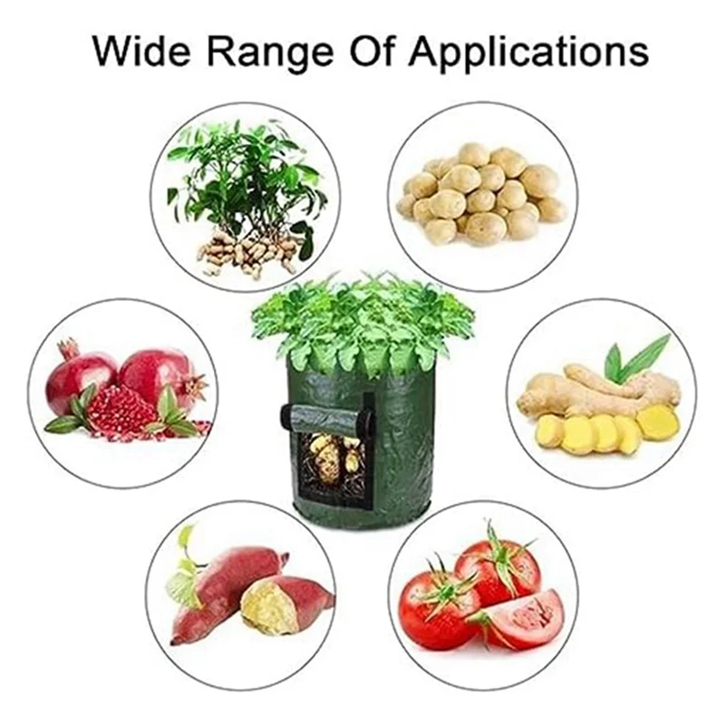 

AB33-Plant Grow Bag Potato Grow Bags Planting Waterproof,PE Gardening Vegetable Planter Bag 7Gallon Easy Operate Drain Breath 34