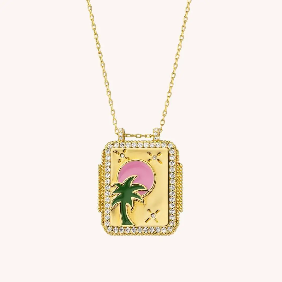 Fashion Stainless Steel U shape Zircon Pendant Enamel Pendant Necklace for Women Stackable High Quality Fashion Party Jewelry view 3