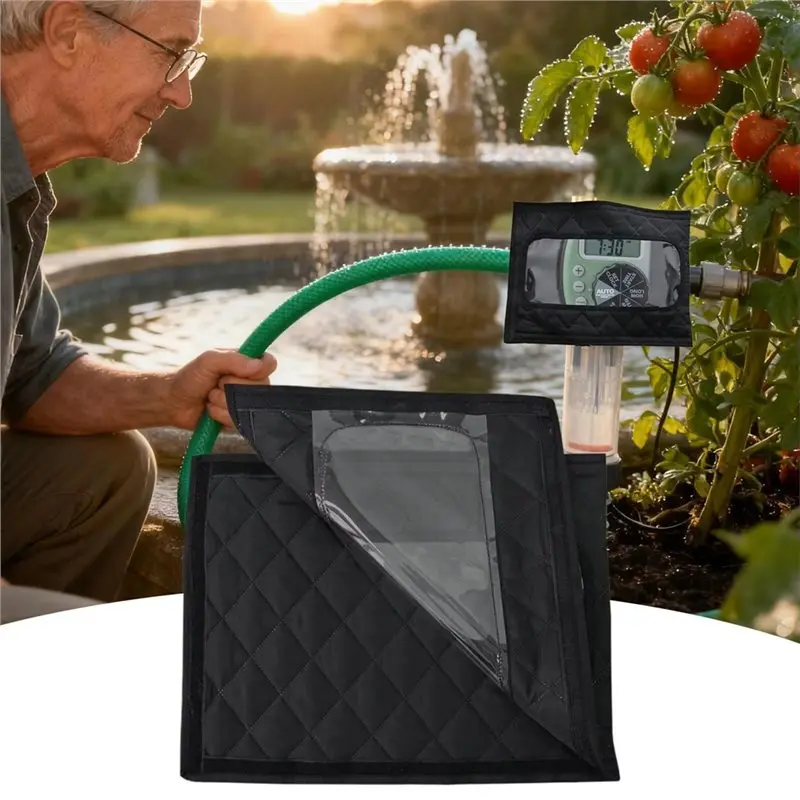 A01F-Sprinkler Timer Cover Anti Freeze Visible Protector Adjustable Hose Cover Winter Outdoor Pipe Freeze Cable Outside Sprinkle