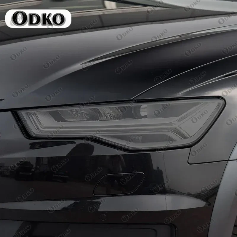 

2 шт. защитная пленка для фар автомобиля дымчато-черный оттенок виниловая прозрачная наклейка из ТПУ для Audi A6 C7 4G S6 RS6 2012-2018