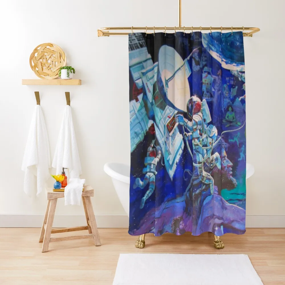 

Spaceship Earth Mural Shower Curtain Elegant Bathroom Curtain Bathroom Shower Curtain Set