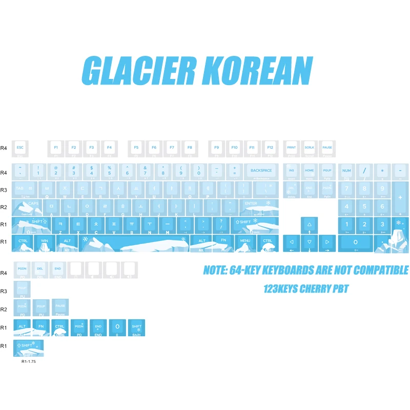 Imagem -05 - Teclas Translúcidas Gravadas na Lateral Geleira Coreana Oem Sublimação Pbt Gradiente Fresco Faça Você Mesmo Azul Branco kr Coreano 122-chave