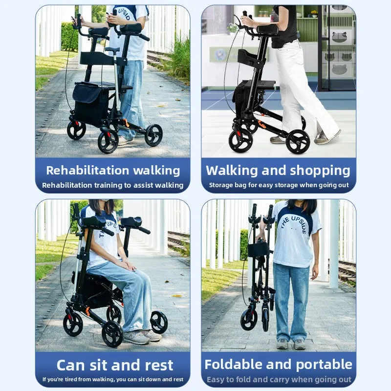 عربة مشاية لكبار السن مصنوعة من سبائك الألومنيوم ومشاية خفيفة وعربة تسوق لكبار السن كرسي متحرك بسيط