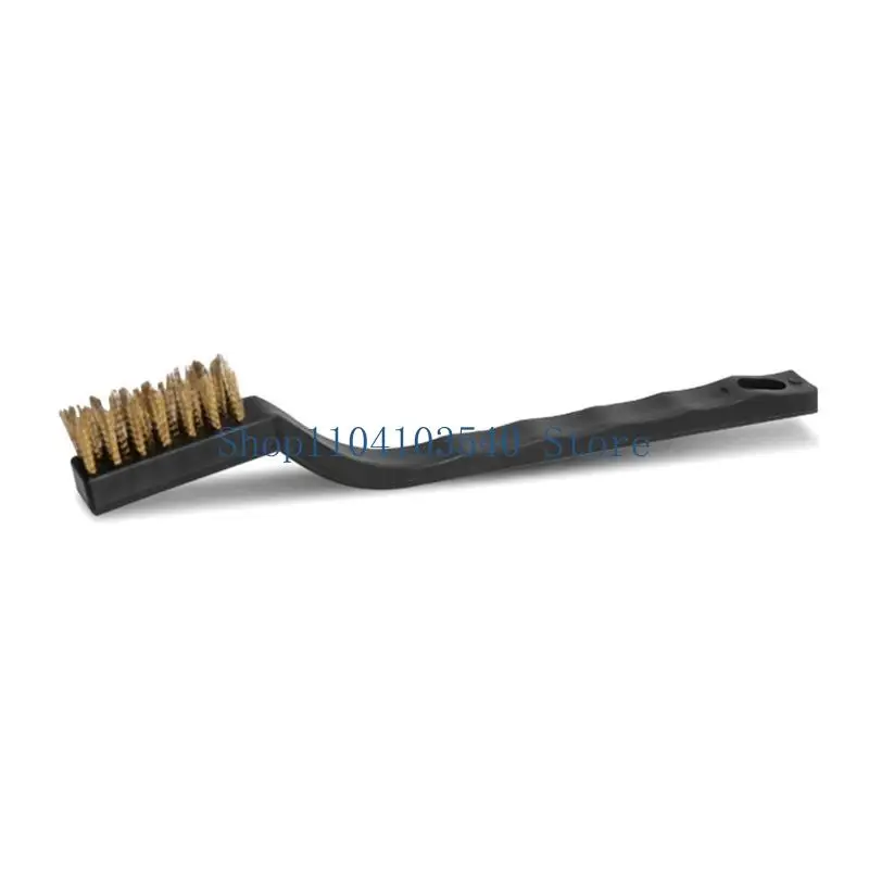 02DC Small Wire Brush Scratch Brush Stainless Steel Wire Brush Hard Bristle Brush  for Cleaning with Curved Handle Grip