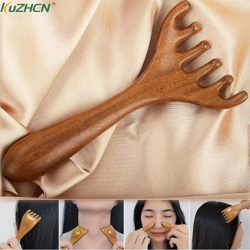 

1Pc Wooden Head Massager Scalp Gua Sha For Body Neck Leg Massage Five/Six Claw Head Scraping Stick Massage Scraping Claw Massage